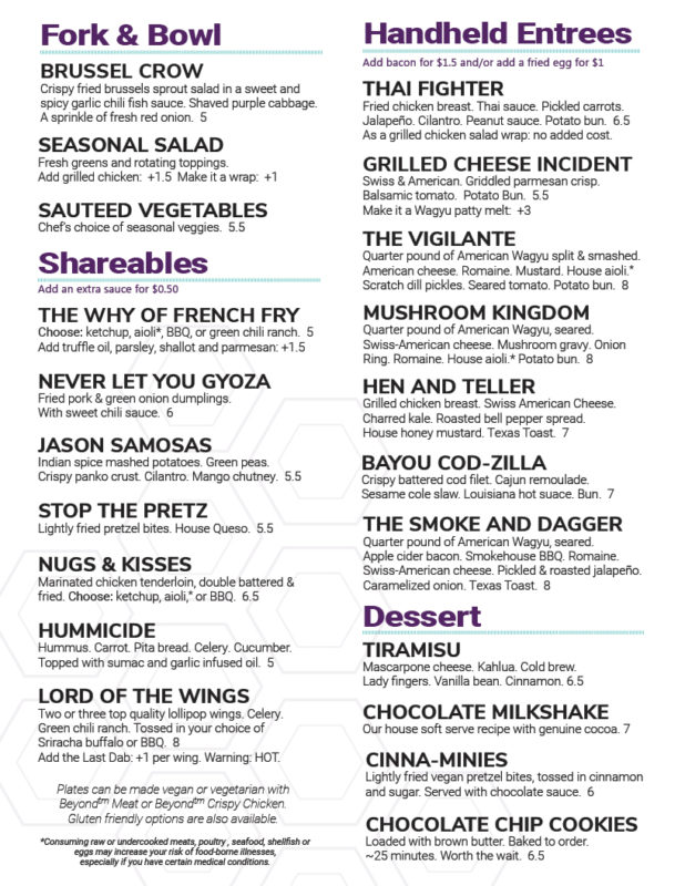 GASTROPUB MENUS Vigilante Gastropub & Games